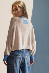 Double Take Contrast Button Up Long Sleeve Cardigan OutfitFlow